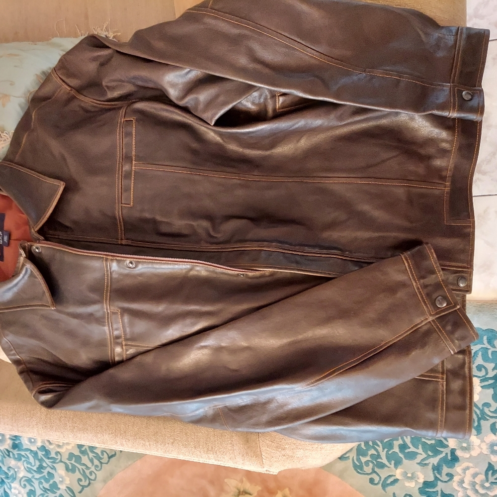 GAP brown leather jacket XXL